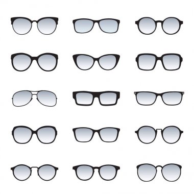 Siyah gözlük dizi. Vektör simgeler.