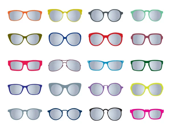 Set of color Glasses isolated. Vector Icons. — Stock Vector