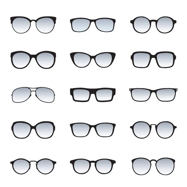 Set of black Glasses. Vector Icons. — Stock Vector