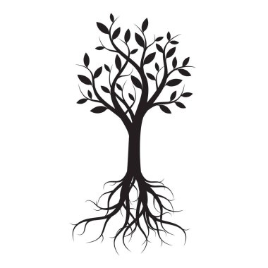 siyah bir ağaç. vektör çizim.
