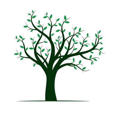 Yeşil ağaç. Vektör çizim.