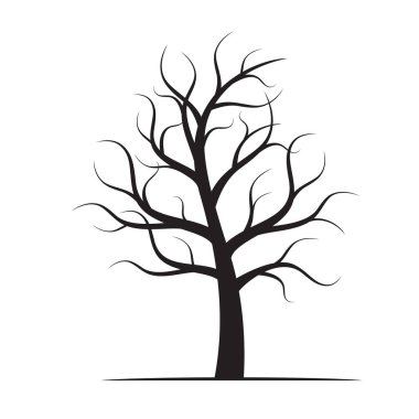 Siyah kış çıplak ağaç. Vektör çizim.