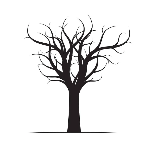 Black Winter Naked Tree. Vector Illustration. — Stock Vector