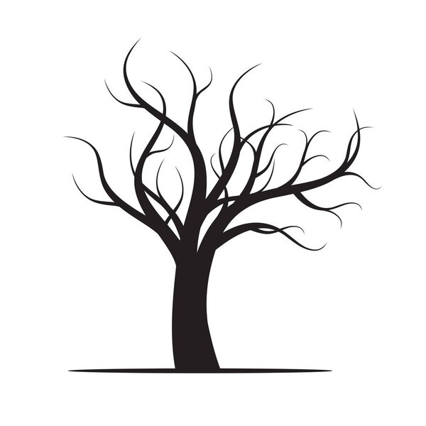 Black Winter Naked Tree. Vector Illustration.