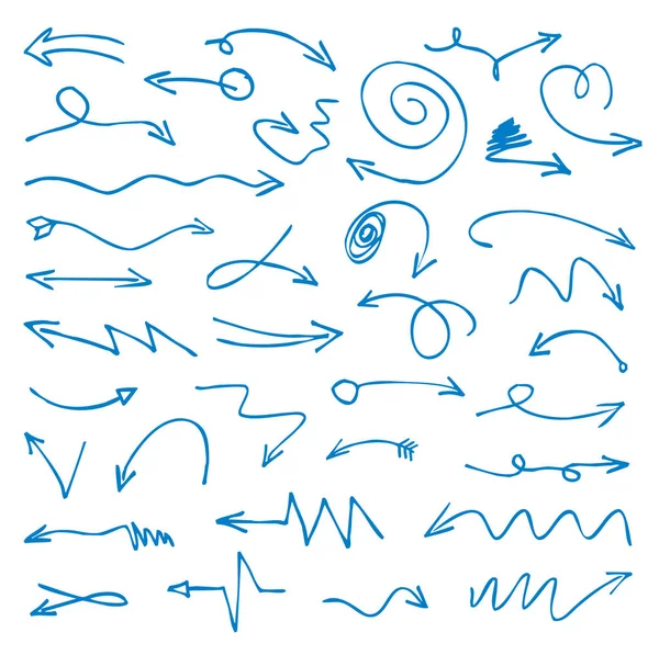 図面の青い矢印のセットです。ベクトル図. — ストックベクタ
