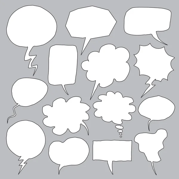 Hand Drawn Speech Bubbles in outline style. Vector Illustration — Stock Vector