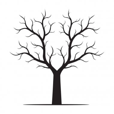 Ağaç siyah şekli. Vektör çizim.