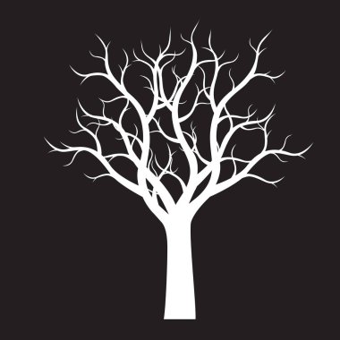 Siyah arka plan üzerine beyaz şekli ağacının. Vektör çizim.
