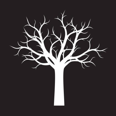 Siyah arka plan üzerine beyaz şekli ağacının. Vektör çizim.