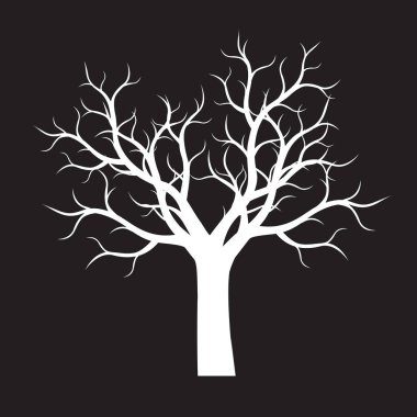 Siyah arka plan üzerine beyaz şekli ağacının. Vektör çizim.