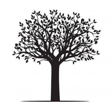 Ağaç siyah şekli. Vektör çizim.