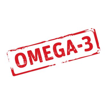 Renk damgası ve metin Omega-3. Vektör çizim.