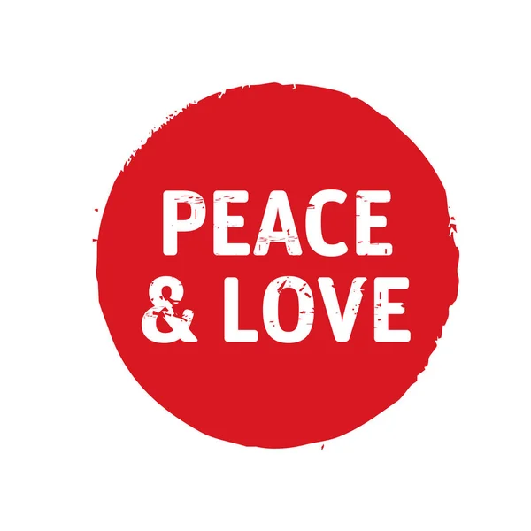 Rode stempel met tekst vrede & liefde. Vectorillustratie. — Stockvector