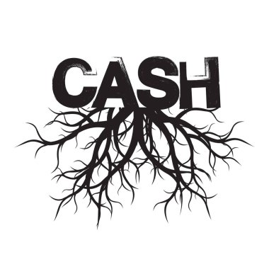 Siyah kökleri ağaç ve metin nakit. Vektör çizim.