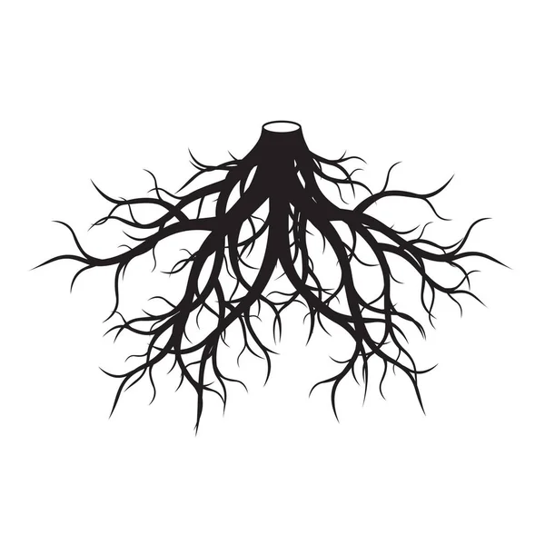 Árbol de raíces negras. Ilustración vectorial . — Vector de stock
