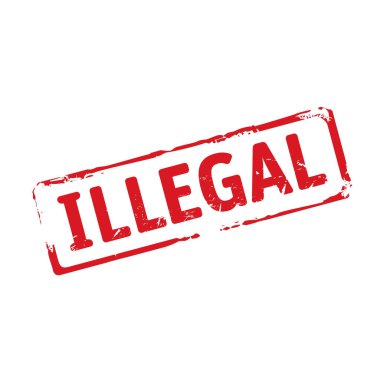 Kırmızı grunge damgası ve metin yasadışı.