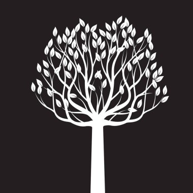 Beyaz ağaç yaprakları ile. Vektör çizim.