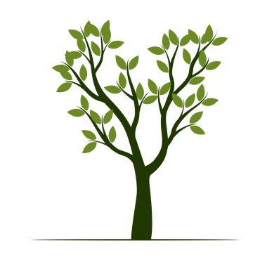 Yeşil ağaçların yaprakları ile ayarlayın. Vektör çizim.