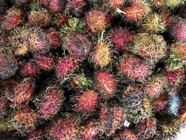 Taze Rambutan meyve doku arka plan. Pazar Tayland.