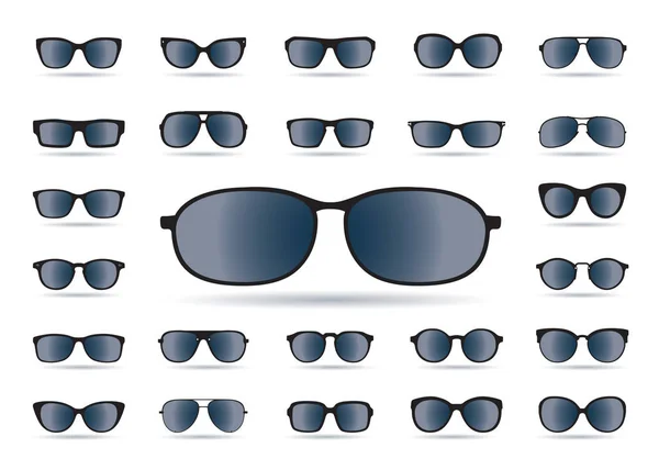 Set de gafas de sol negras aisladas. Iconos vectoriales . — Vector de stock