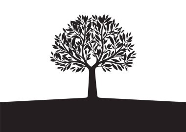 Siyah ağaç yaprakları ile. Vektör çizim.