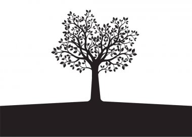 Siyah ağaç yaprakları ile. Vektör çizim.