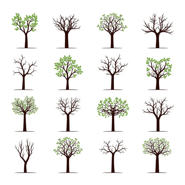 Set voorjaar bomen. Vectorillustratie. — Stockvector