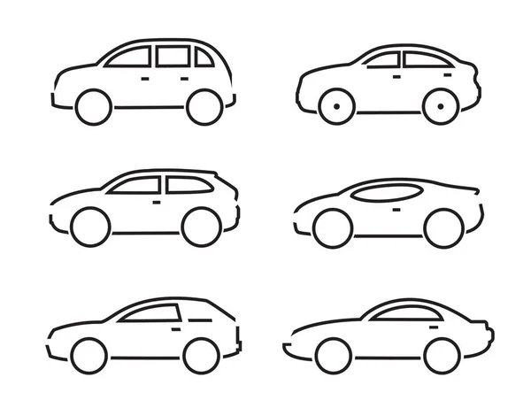 Set van zwarte auto pictogrammen - voorraad vector illustratie — Stockvector