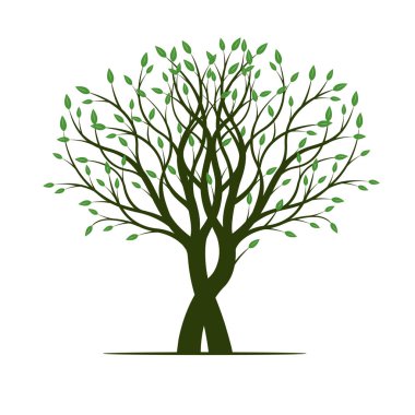 Ağaç bahar ile yapraklar. Vektör çizim.