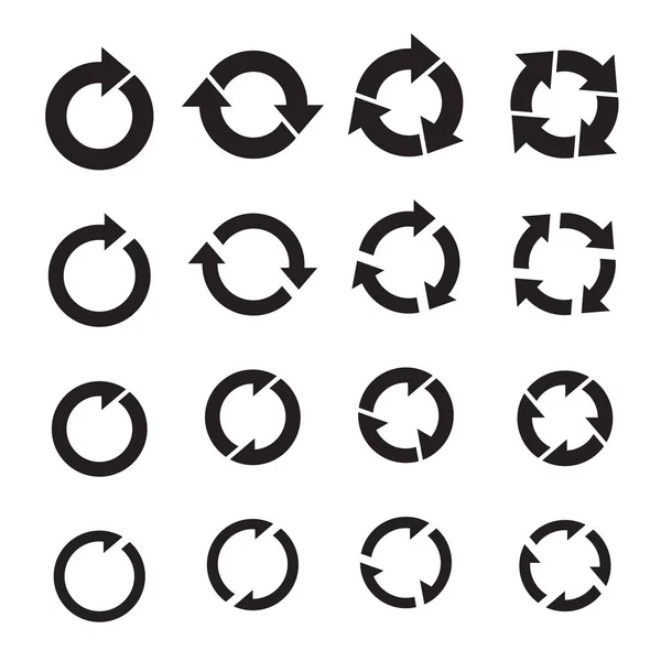 Ensemble de flèches vectorielles en cercle noir. Collection d'icônes de contour — Image vectorielle