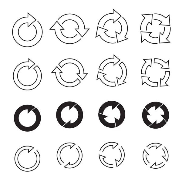 Conjunto de flechas vectoriales círculo negro. Colección de iconos de esquema — Archivo Imágenes Vectoriales