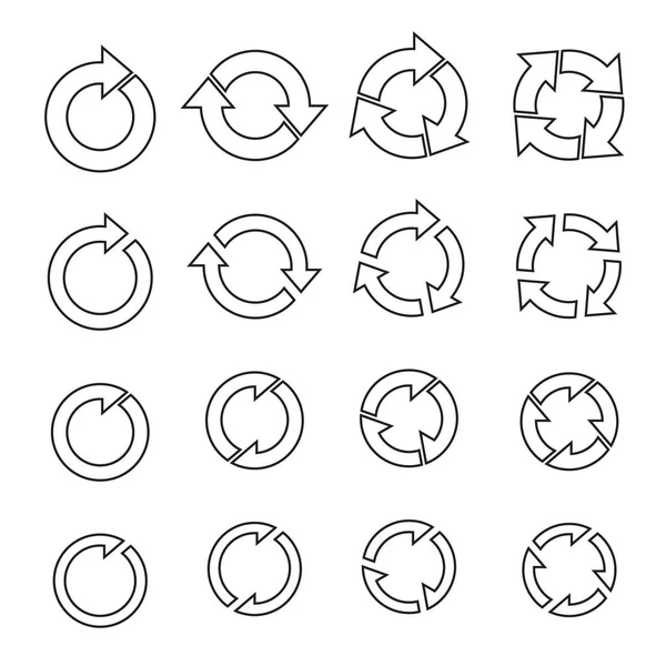 Aantal zwarte cirkel vector pijlen. Collectie overzicht iconen — Stockvector