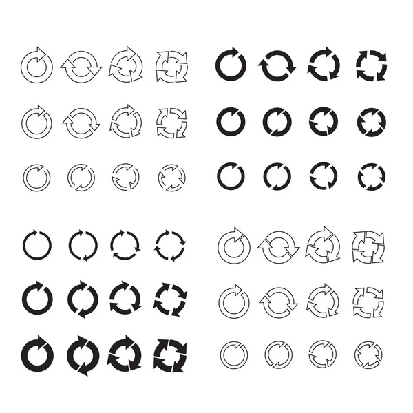 Ensemble de flèches vectorielles en cercle noir. Collection d'icônes de contour — Image vectorielle