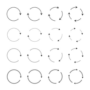 Siyah daire okları kümesi. Vektör simgeler