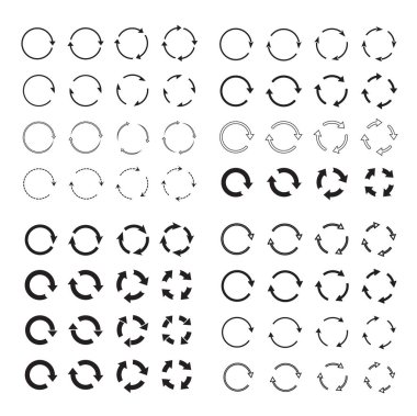 Siyah daire okları kümesi. Vektör simgeler