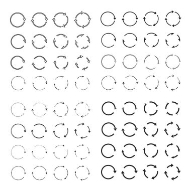 Siyah daire okları kümesi. Vektör simgeler