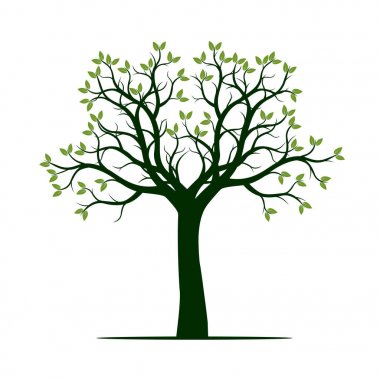 Yeşil ağaç. Vektör çizim.