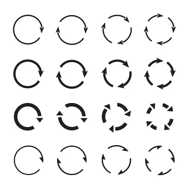 Ensembles de flèches en cercle noir. Icônes vectorielles — Image vectorielle