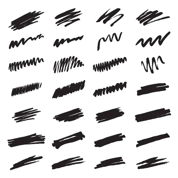 Set Black Brushes Collection Icons Texture Background — Stock Vector