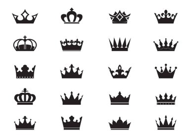 Beyaz arkaplanda büyük bir vektör kral simgesi var. Vektör İllüstrasyonu. Amblem ve Kraliyet sembolleri.