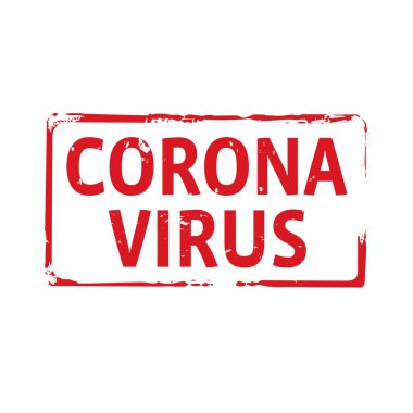 Kırmızı grunge damgası ve koronavirüs tespit edildi. Vektör İllüstrasyonu.