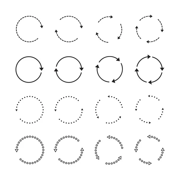 Een Set Zwarte Cirkelpijlen Vectoriconen Vernieuwen Herladen Downloaden Grafiek Voor — Stockvector