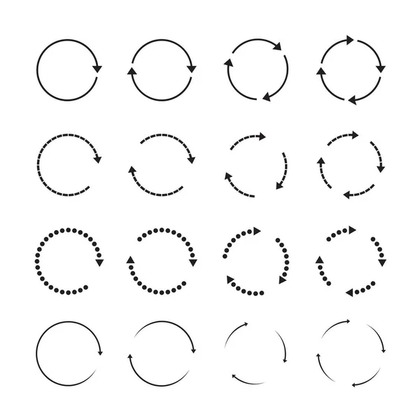 Ensemble Flèches Cercle Noir Les Icônes Vectorielles Rafraîchissent Rechargent Téléchargent — Image vectorielle