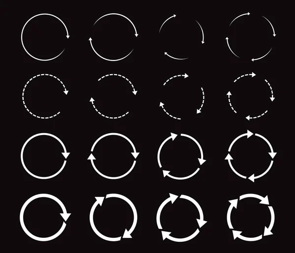 Set Black Circle Arrows Vector Icons Refresh Reload Download Graphic — Stock Vector