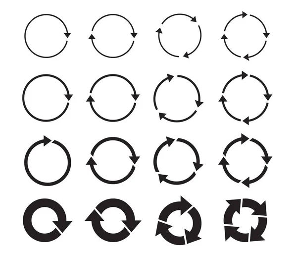 Набор Стрелок Черного Круга Векторные Иконки Обновляются Перезагружаются Скачиваются Графический — стоковый вектор