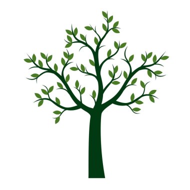 Yapraklı Yeşil Ağaç. Vektör taslağı çizimi. Bahçede Bitki.