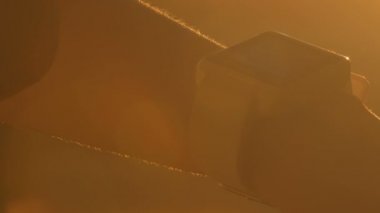 Akıllı izle ormanda günbatımında kullanan kadın