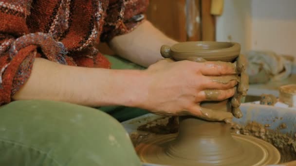 在工场工作的专业男性陶工 — 图库视频影像