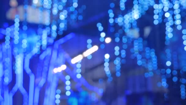 Abstrato desfocado azul iluminação bokeh — Vídeo de Stock