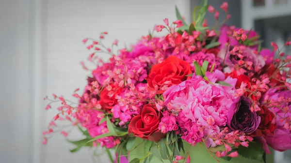 Beautiful wedding bouquet in florist studio